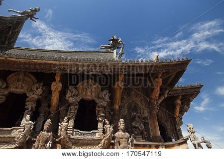 Beautiful Buddhist temple stands out for its wooden architecture