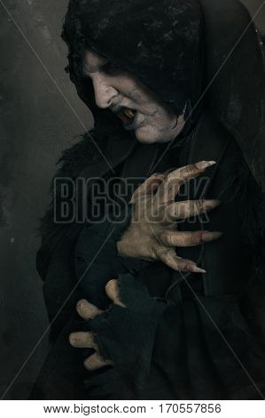 Ancient Horror Mutant Vampire With Large Scary Nails. Medieval Fantasy