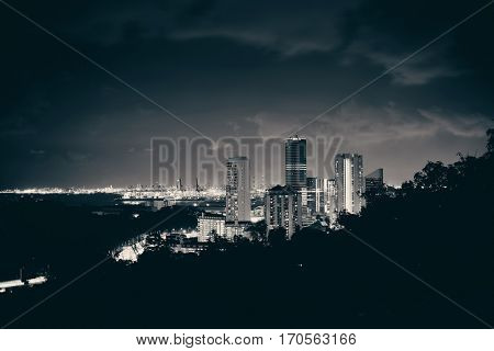 Singapore architecture and urban cityscape night view