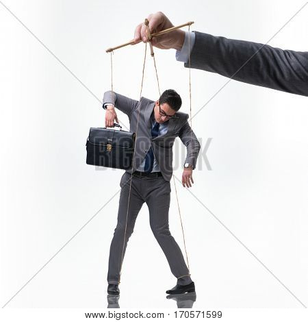 Businessman puppet isolated on white background