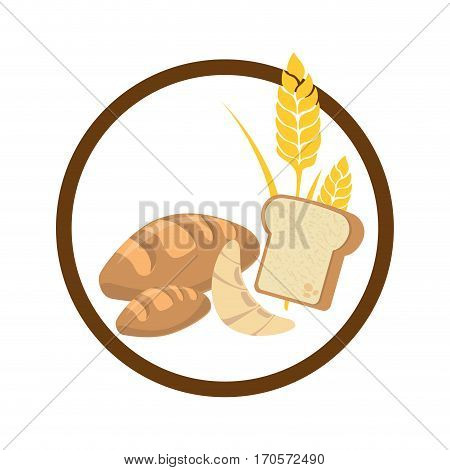 circular border with set breads with wheat vector illustration