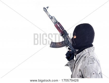 Terrorist With Ak47 Machine Gun