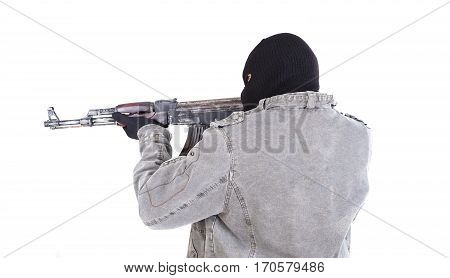 Terrorist With Ak47 Machine Gun