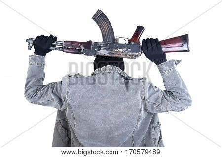 Terrorist With Ak47 Machine Gun