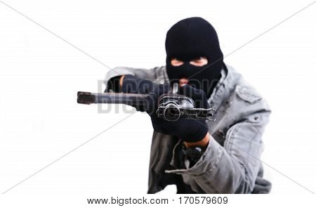 Terrorist With Ak47 Machine Gun
