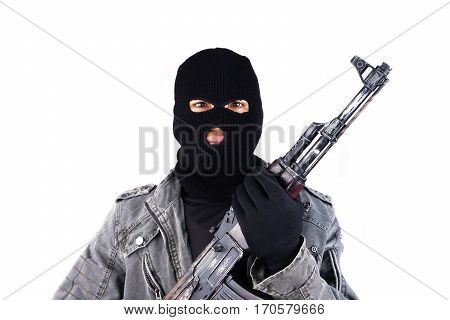 Terrorist With Ak47 Machine Gun