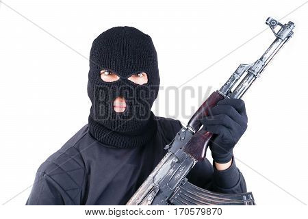 Terrorist With Ak47 Machine Gun