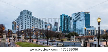 panorama of midtown Atlanta in pre-dawn hours