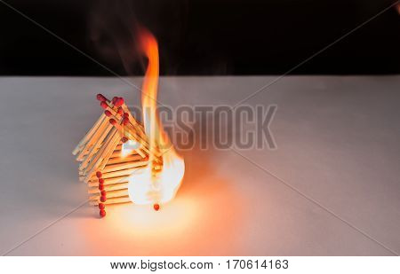 Burning matches house - dangerous games with fire ends with accident