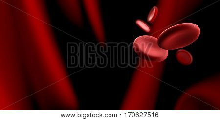 Red blood cells. Blood elements, 3d Illustration