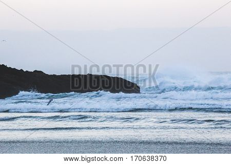 Waves rolling into shore on the Pacific Ocean. Oregon USA.