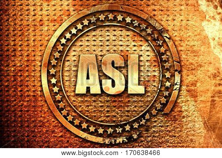 ASL, 3D rendering, text on metal