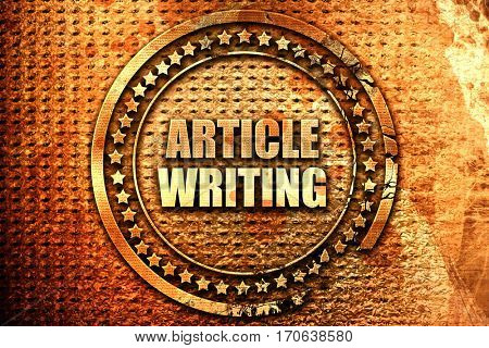 article writing, 3D rendering, text on metal