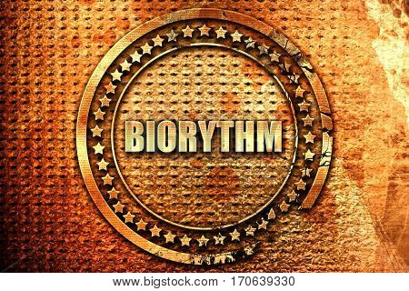 biorythm, 3D rendering, text on metal