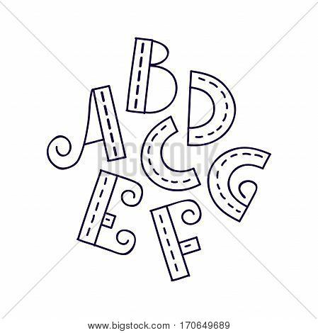 Hand-drawn vector A B C D E F G letters, doodle alphabet, EPS 8