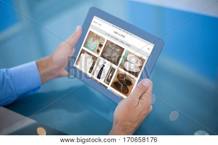 Businessman using his tablet against website frontpage