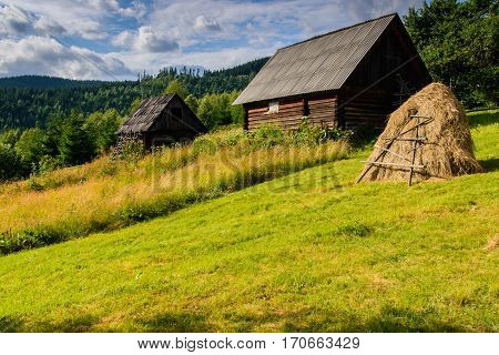 The village in the mountains landscape. Beauty of nature.