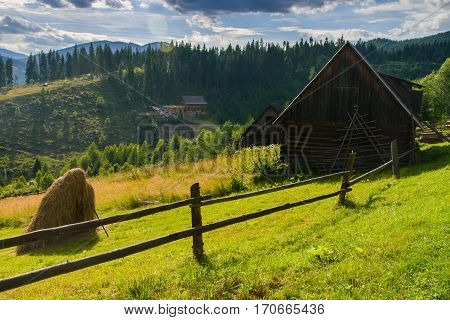 The village in the mountains landscape. Beauty of nature.