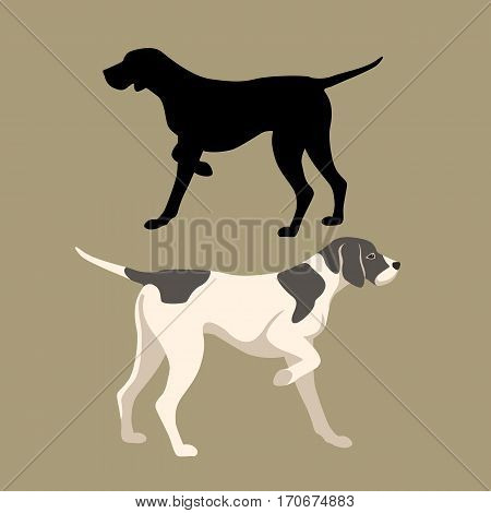 pointer dog vector illustration style Flat set silhouette