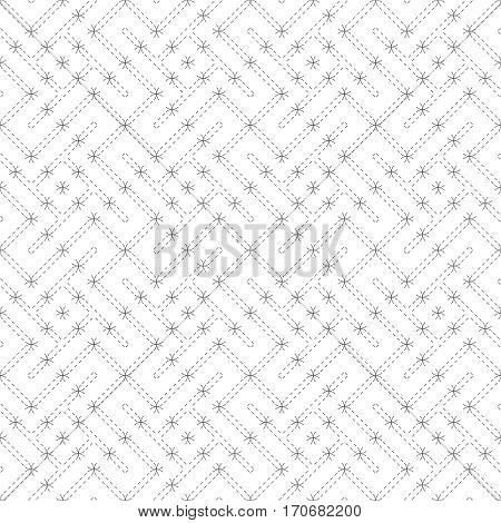 Vector seamless pattern. Modern stylish texture. Regularly repeating geometric grid with dashed thin zigzag lines rhombuses diamonds. Abstract linear maze background. Graphical design element