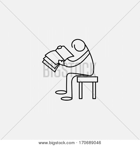 Stick man or figure with a book vector