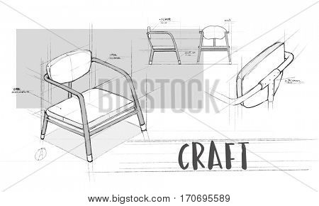 Armchair furniture sketch plan draft