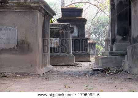 KOLKATA, INDIA - FEBRUARY 08: Kolkata Park Street Cemetery, inaugurated 1767, on February 08, 2016 in Kolkata, India.