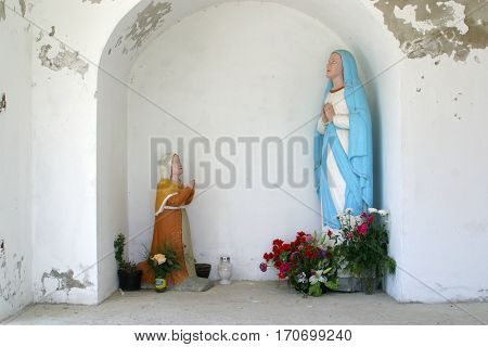 PRELOSCICA, CROATIA - JULY 22: Our Lady of Lurdes, Parish Church of Saint Michael in Preloscica, Croatia on July 22, 2011.
