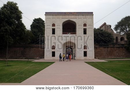 DELHI, INDIA - FEBRUARY 13: Humayun's tomb entrance Darwaza, Delhi, India on February 13, 2016