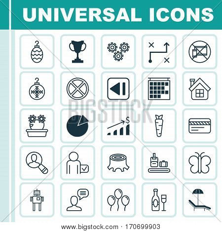 Set Of 25 Universal Editable Icons. Can Be Used For Web, Mobile And App Design. Includes Elements Such As Moth, Wine, Solution And More.