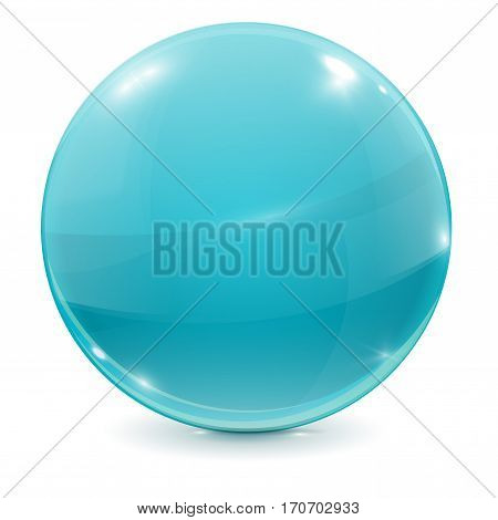 Glass ball. Blue 3d sphere. Vector illustration isolated on white background