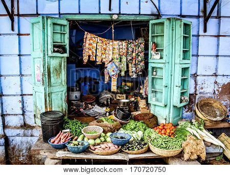 fruit shop in the streets of Jodhpur the blue city