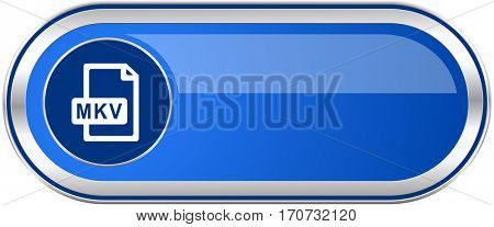 Mkv file long blue web and mobile apps banner isolated on white background. 