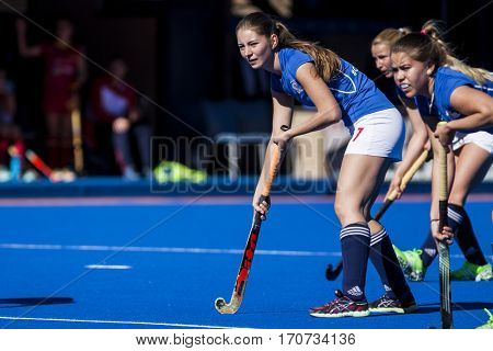 VALENCIA, SPAIN - FEBRUARY 5: (7) Klara Hanzlova during Hockey World League Round 2 match between Spain and Czech Republic at Betero Stadium on February 5, 2017 in Valencia, Spain