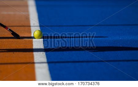 VALENCIA, SPAIN - FEBRUARY 5: Stick and ball during Hockey World League Round 2 match between Spain and Czech Republic at Betero Stadium on February 5, 2017 in Valencia, Spain
