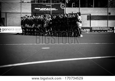 VALENCIA, SPAIN - FEBRUARY 5: All players during Hockey World League Round 2 match between Spain and Czech Republic at Betero Stadium on February 5, 2017 in Valencia, Spain