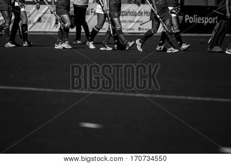 VALENCIA, SPAIN - FEBRUARY 5: Players during Hockey World League Round 2 match between Spain and Czech Republic at Betero Stadium on February 5, 2017 in Valencia, Spain