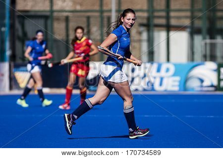 VALENCIA, SPAIN - FEBRUARY 5: Klara Hanzlova during Hockey World League Round 2 match between Spain and Czech Republic at Betero Stadium on February 5, 2017 in Valencia, Spain