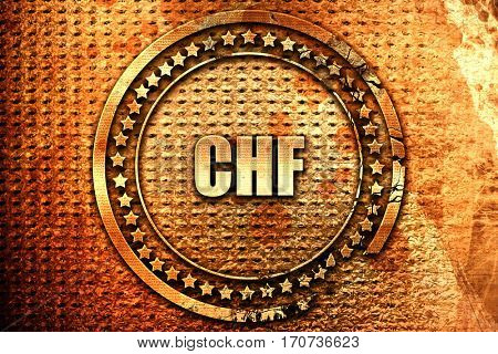 chf, 3D rendering, text on metal