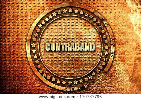 contraband, 3D rendering, text on metal