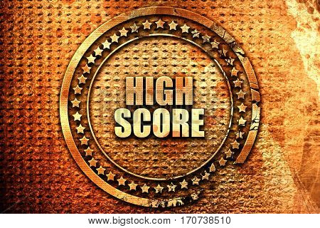 high score, 3D rendering, text on metal