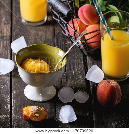 Peaches, Juice And Sorbet