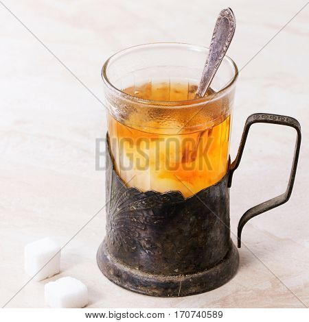 Cup Of Hot Tea With Milk