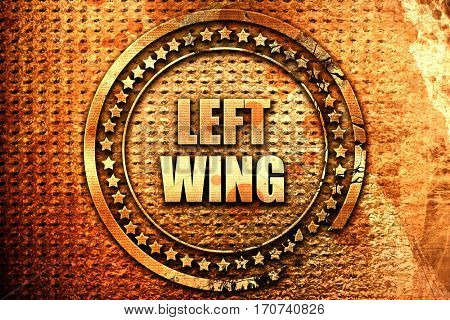 left wing, 3D rendering, text on metal