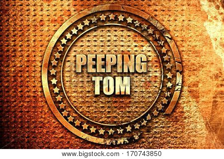 peeping tom, 3D rendering, text on metal