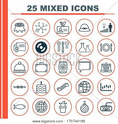 Set Of 25 Universal Editable Icons. Can Be Used For Web, Mobile And App Design. Includes Elements Such As Portfolio, Diploma, Stock Market And More.