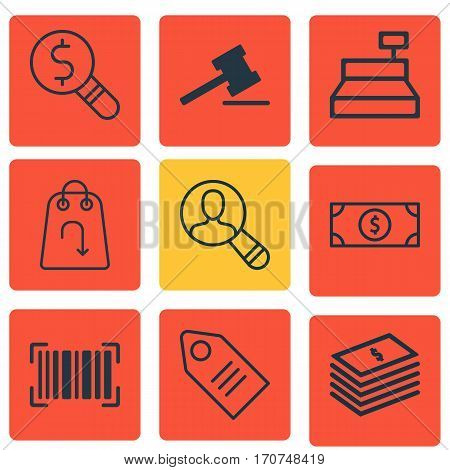 Set Of 9 Ecommerce Icons. Includes Ticket, Refund, Till And Other Symbols. Beautiful Design Elements.