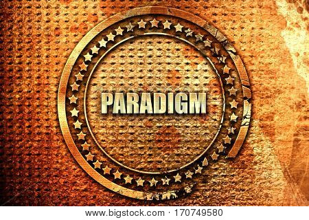 paradigm, 3D rendering, text on metal