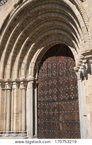 Avila (Castilla y Leon Spain): facade of the historic Santa Teresa church