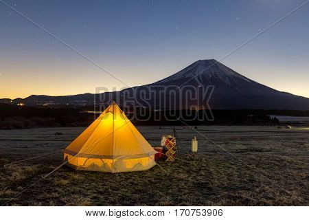 camping at mountain fuji, Japan